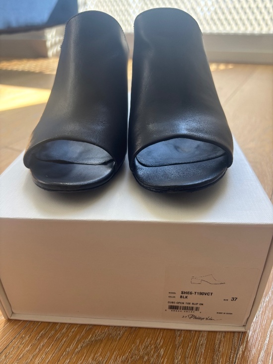 3.1 Phillip Lim Shoes - 3.1 Phillip Lim Black Leather Block Heel Mule/Slip-On Open-Toe Sandal (7 US)